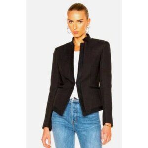 Rag & Bone Waverly Blazer w Sheep Leather Trim Black Sz 0 [jb]